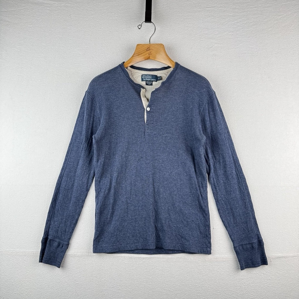 Vintage Polo Ralph Lauren Shirt Mens‎ Small Blue Long Sleeve Henley 100% Cotton